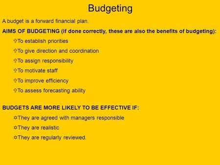  Value Based Budgeting